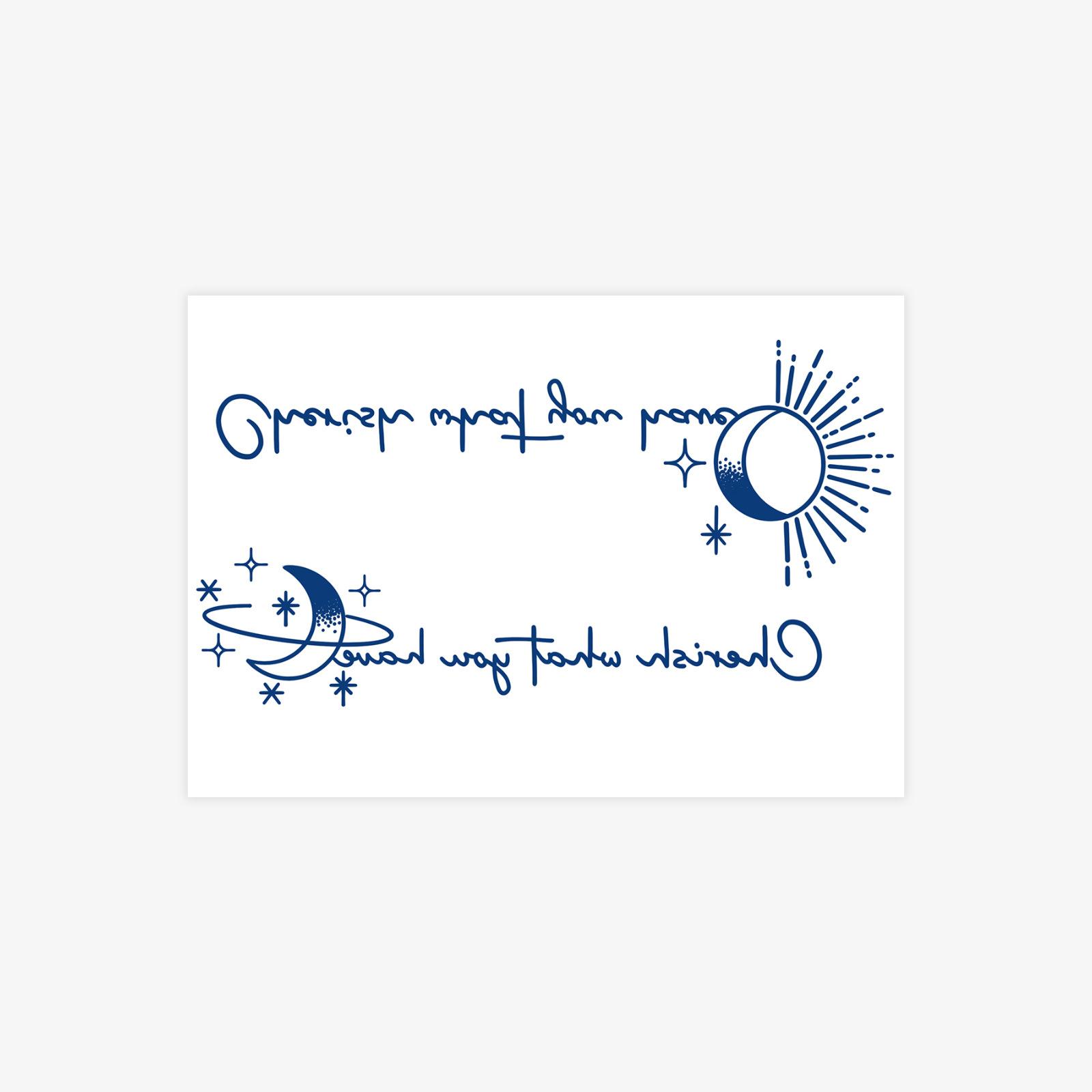 Tattoo Sticker Simple Moon Sun English Short Sentence Tattoo Sticker Disposable Temporary Tattoo Sticker 10*7