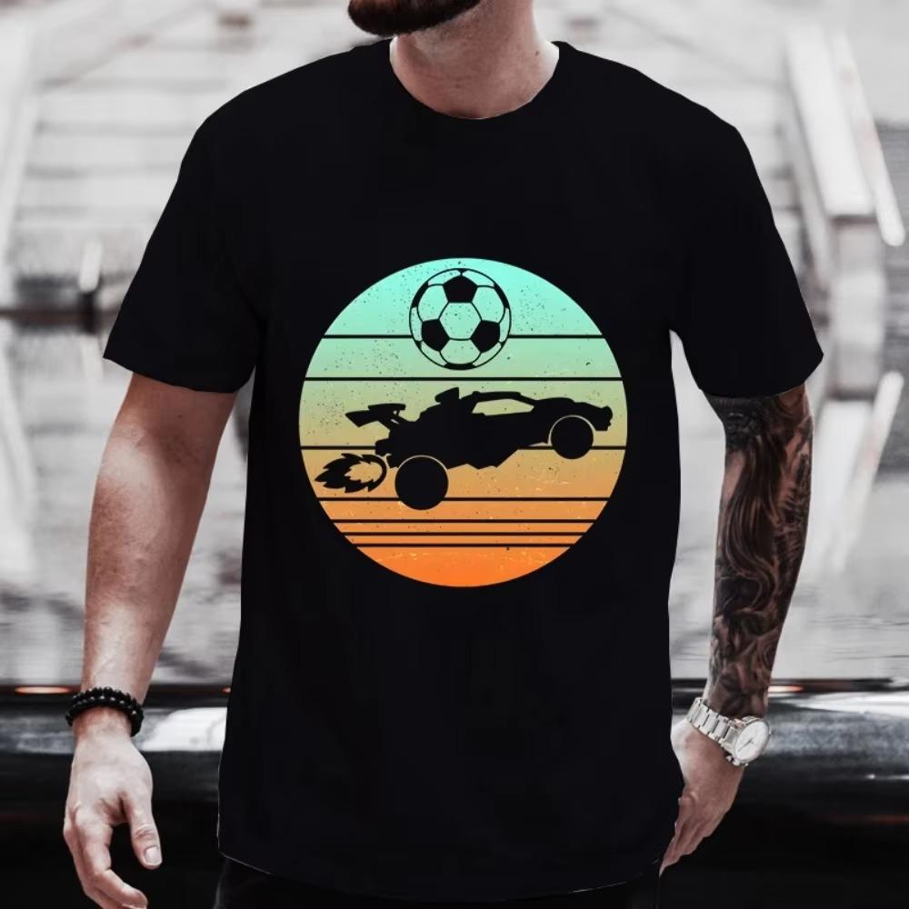 Men's T-shirt Casual Vintage Rocket Soccer Car Gamer Print Tshirts Summer O-neck T Shirt for Men Short Sleeve T-shirt Male Tops