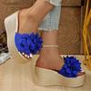 Fashion Flower Decor Wedge Sandals Women 2025 Summer Chunky Platform Beach Slippers Woman Plus Size Fashion Thick Bottom Sandalias Mujer