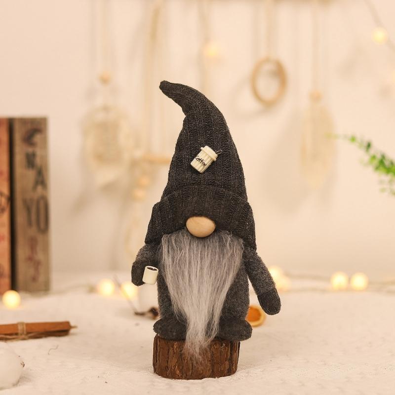 Knitted Couple Coffee Gnome Cute Art Crafts Party Decoration for Restaurant Dining Table Party Decoration
