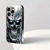 Silver Skull Pattern Tempered Glass Electroplated Phone Case For iPhone 17 16 15 14 13 12 11 Pro Max 14 15 Plus 16E 17 Air Cover