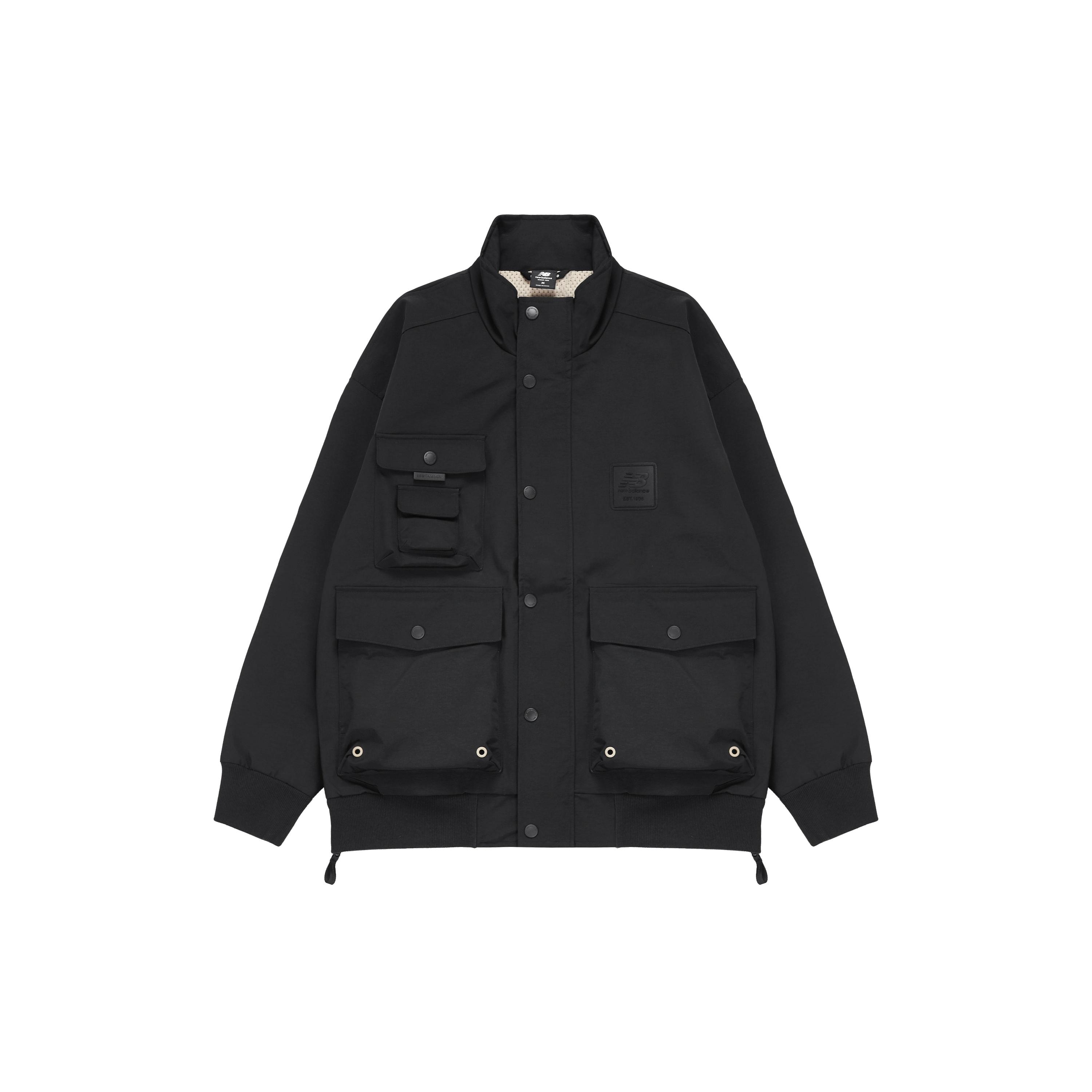 New Balance Multiple Pockets Cargo Windproof Sports Logo Jacket Black Unisex AMJ13384-BK XXL