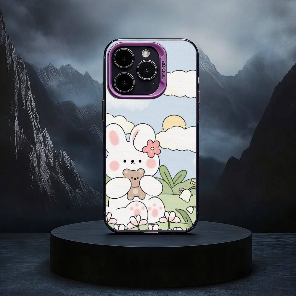 C-Cute R-Rabbit Phone Case For iPhone17,16,15,14,13,12,11 Plus,Pro Max Black Candy silver phone case