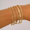 7 Pcs/Set Punk Gold Color Bracelets for Women Simple Streetwear Goth Heart Prints Metal Design Open Bangle Fashion Jewelry Gifts