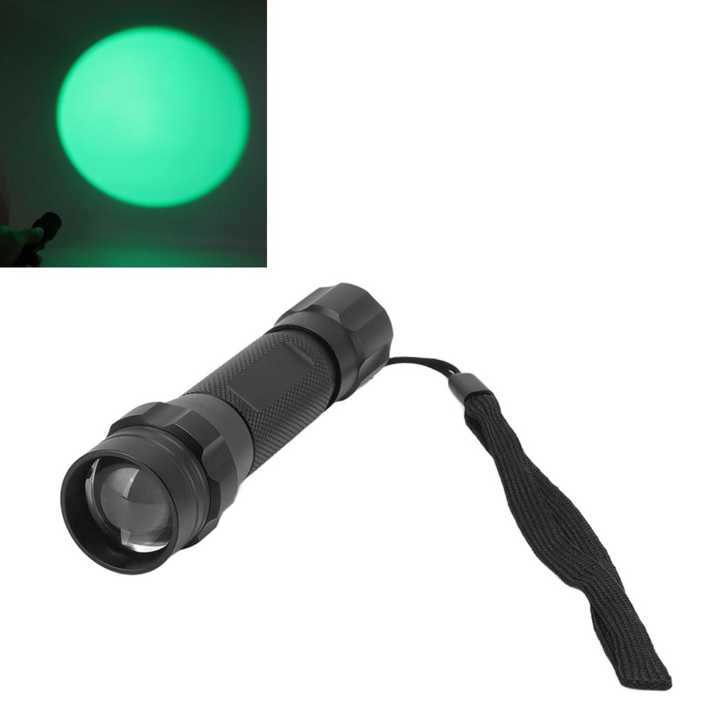 Green Light LED Flashlight Zoomable Portable Single Mode Green Hunting Light Flashlight for