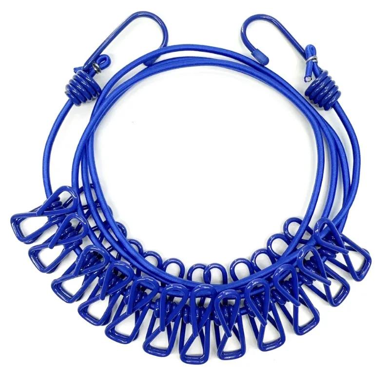 4M Outdoor Stretchy Clothesline Non-Slip Camping Laundry Rope with 12 Clips Portable Travel Clothesline for Socks Hanging Drying