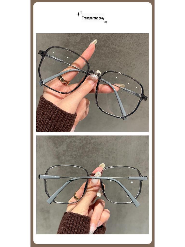 Ultralight Myopia Glasses for Women: Korean Style, Trendy, Anti-Blue Light, No Makeup, Round Face, Prescription Compatible.