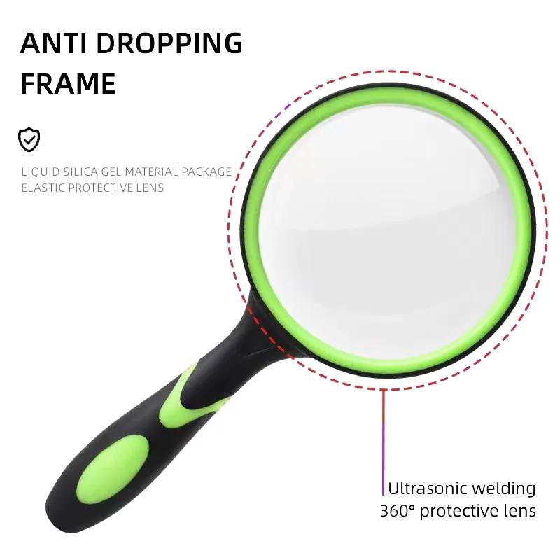 10X Magnifying Glass For Kids Seniors Handheld Reading Magnifier 60mm Magnifying Lens For Reading Science Nature Exploration
