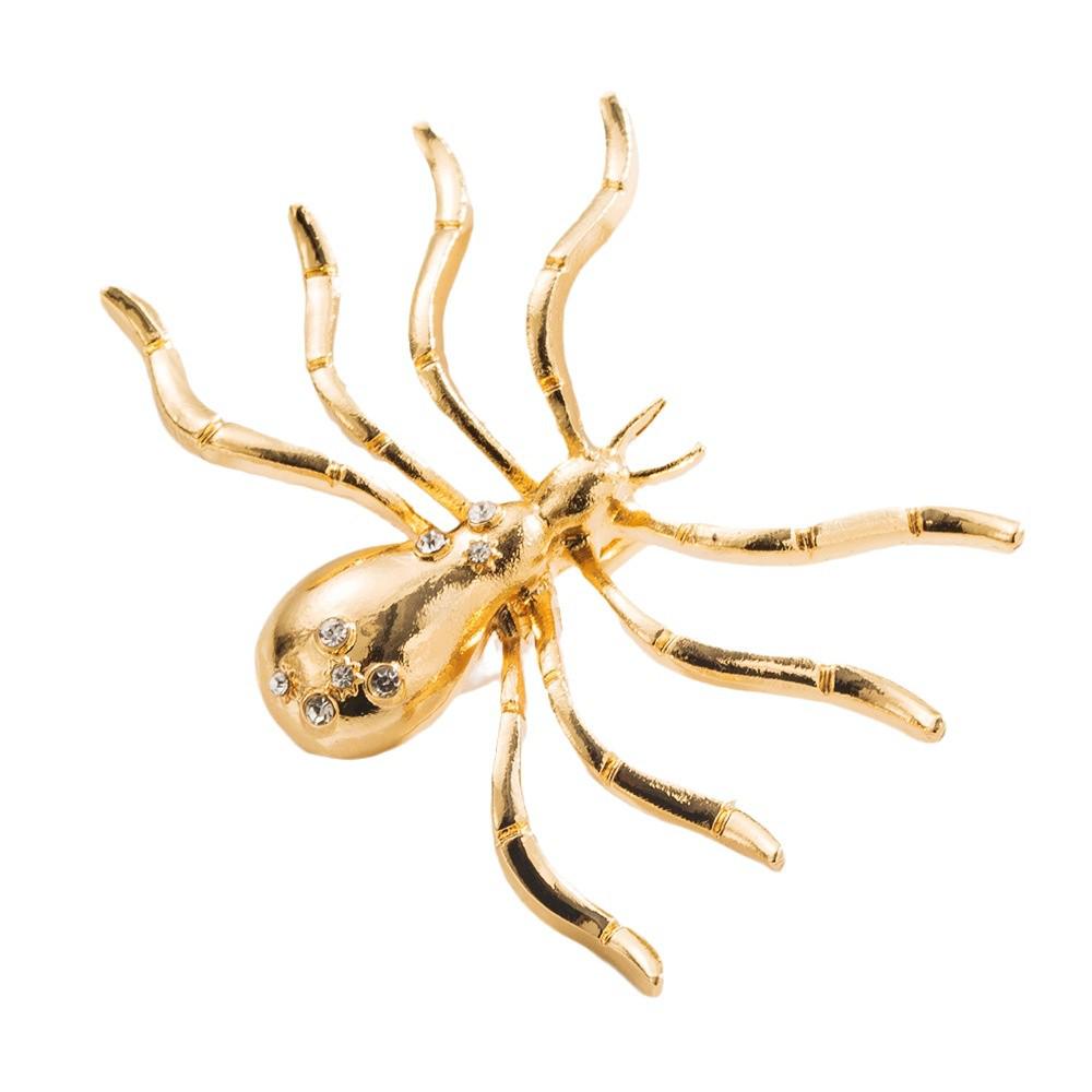 Trendy Spider Rhinestone Jewelry Set: Earrings, Necklace, Brooch, Ring