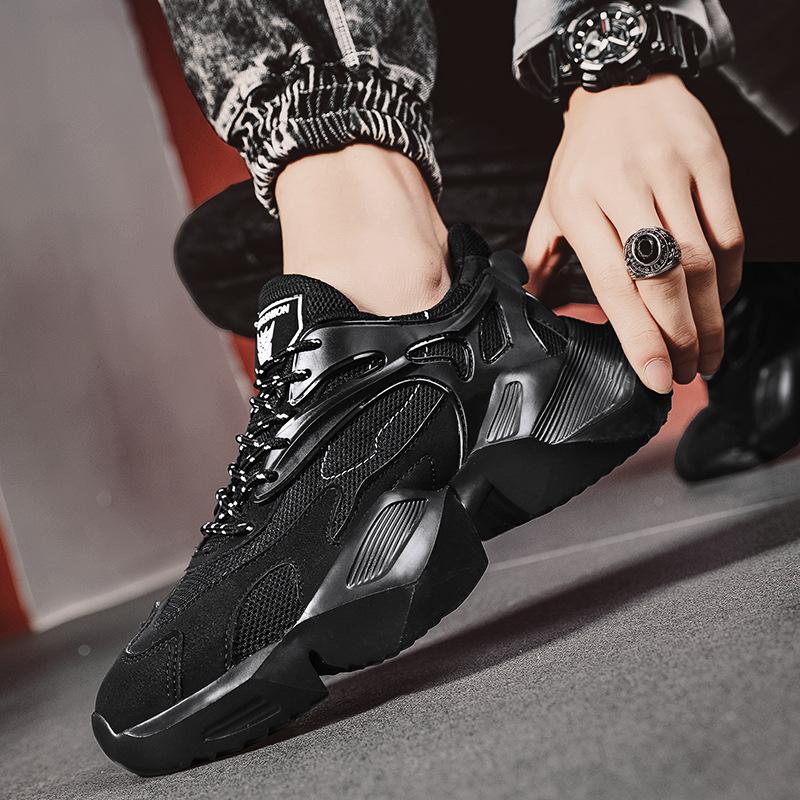 Men's Shoes 2021 Summer Breathable Sports Casual Running Teen Tide Shoes Heightening Black Dad Shoes