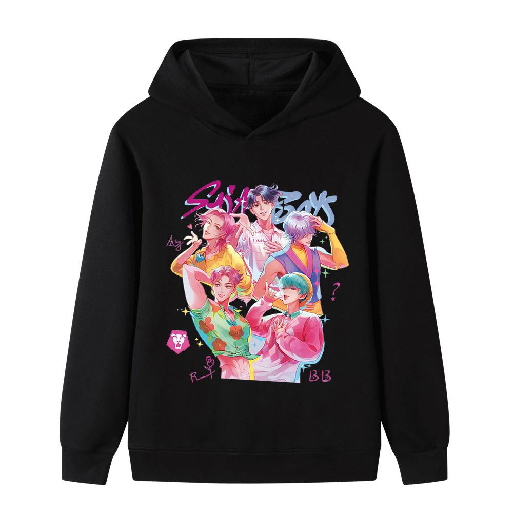 B1207 Kids Boys Girls Sajaboys Kpop Rumi Zoey Mira Print Long Sleeves Hoodie