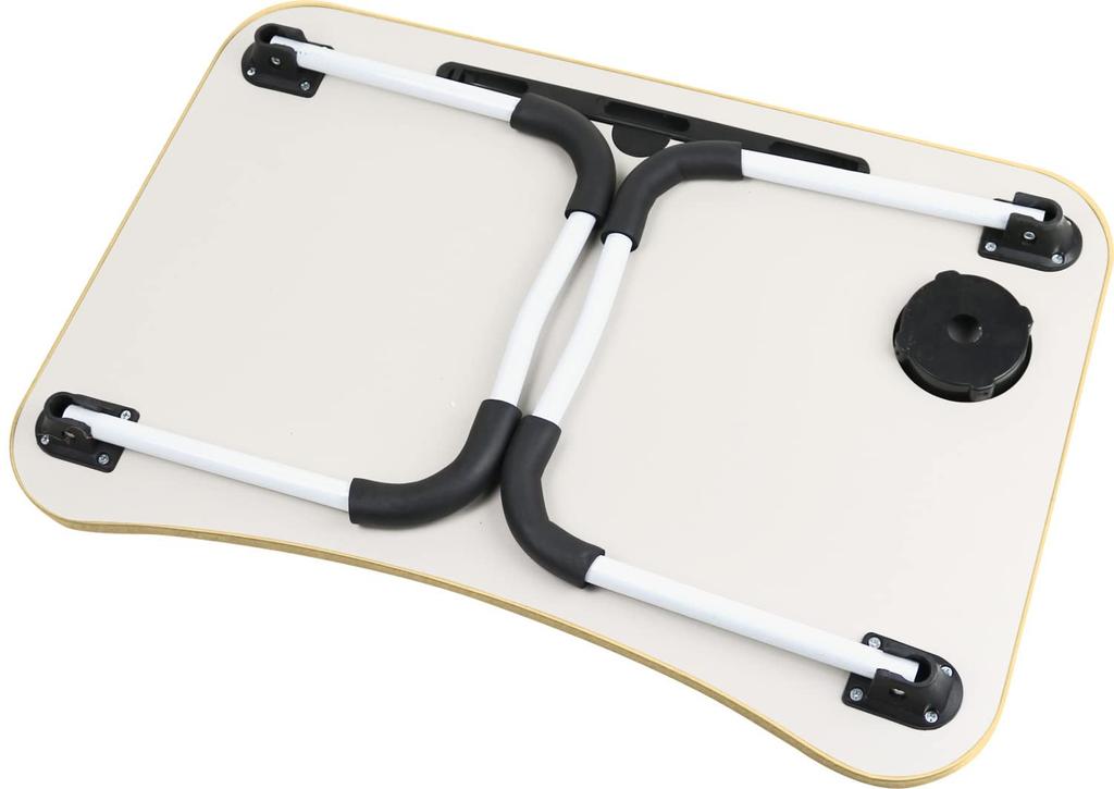 Trade One Folding Gadget Table Brown Bed Remote Work Compact Load Capacity 10kg Tablet Stand with Drink Holder Easy to Carry