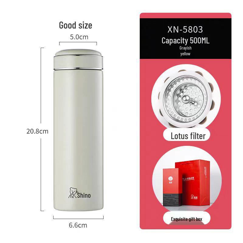 Xinuo Insulated Stainless Steel Tea Cup – Large Capacity, Portable, with Filter for Men and Women