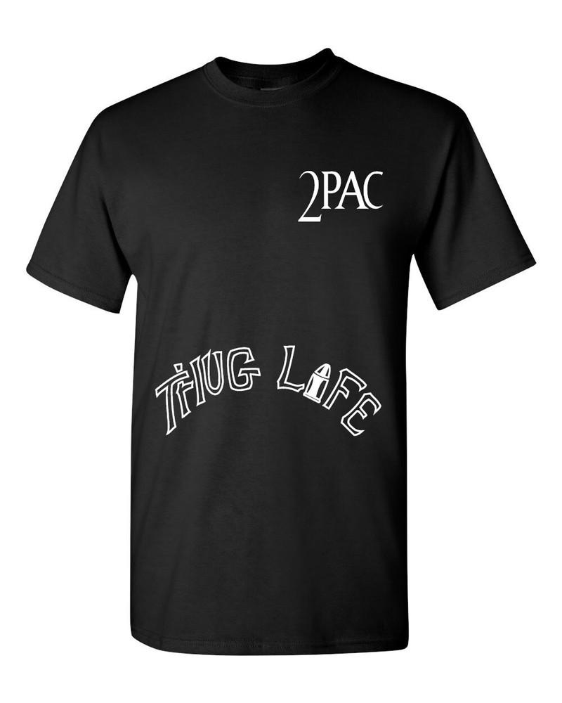 THUG LIFE - хип-хоп рэп музыка тупак 2пак - Футболка с коротким рукавом 50/50 Поли-Хлопок Унисекс Футболка XXXL