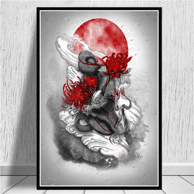 Japansk Zen Ink Målning Konstaffischer Canvastavlor Samurai Kanji Väggkonsttryck Familj Vardagsrum Retro Rum Dekor Väggmålning