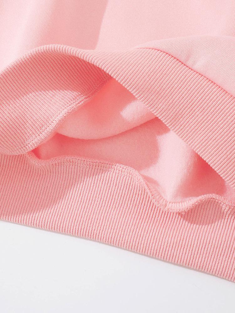 2025 Women's Fleece-Lined Slogan Sweatshirt, Solid Color, Round Neck