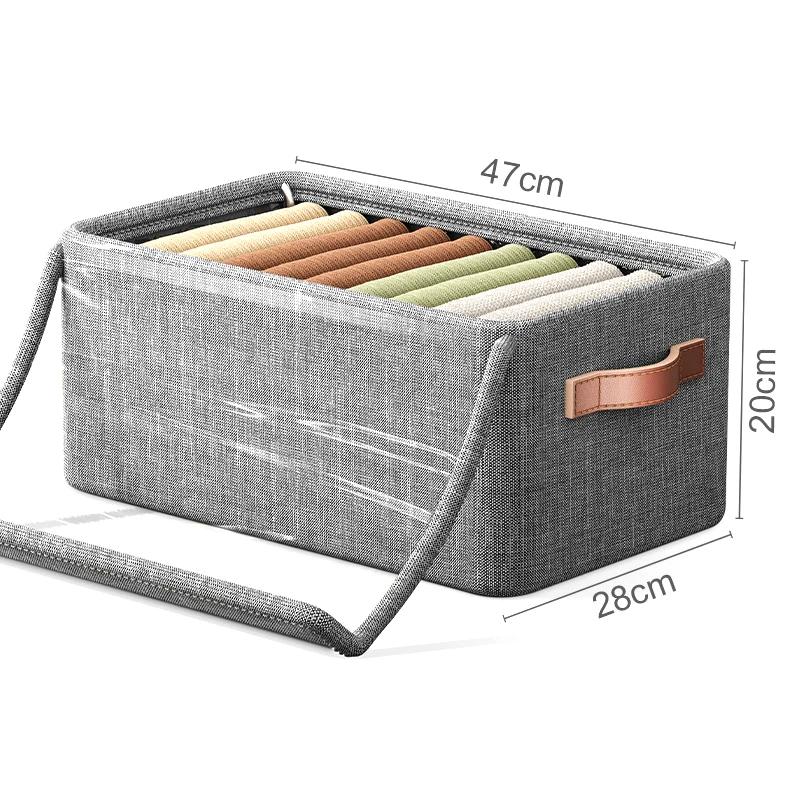 Oxford Storage Basket for Clothes Underwear Organizer Metal Frame Wardrobe Organizer Waterproof Clothing Storage Box with Lid