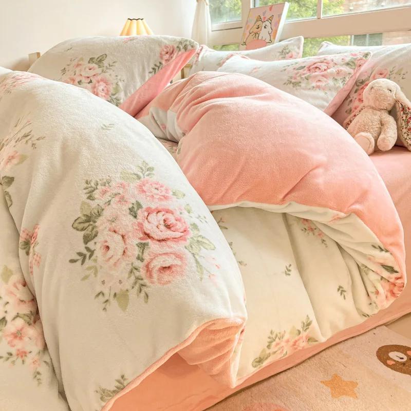 

1 шт. Зимний фланелевый пододеяльник, утолщенный, теплый и удобный, одинарный, мультяшный, из кораллового бархата, утолщенный пододеяльник, Edredones De Cama 1pc-180x220cm