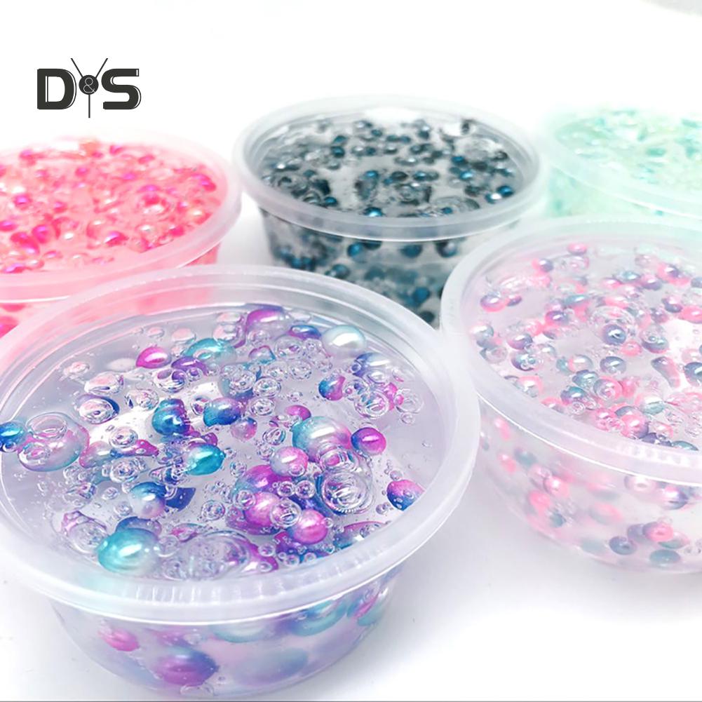 Clear Crystal Slime Multicolor Beads Fluffy Soft Clay Decompression Kids Toy