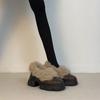 One-pedal fluffy shoes, small thick-soled heightened piled warm cotton boots, new versatile small leather shoes for winter