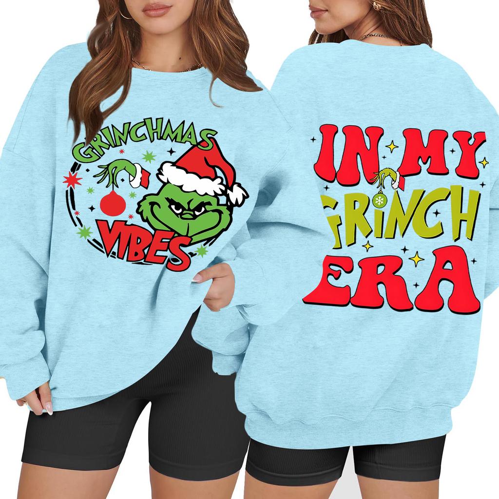 Women's Casual Fashion Long Sleeve Christmas Printed Round Neck Sweatshirt Top
