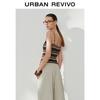 UR Women's 2025 Autumn Color-block Stripe Cropped Knit T-shirt