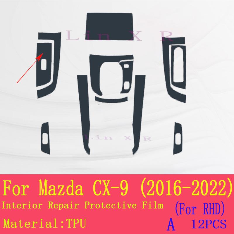 TPU Car Interior Protective Film Anti-Scratch Repair Sticker For Mazda CX9 2016- Navigation Center Console Gear Panel Scree