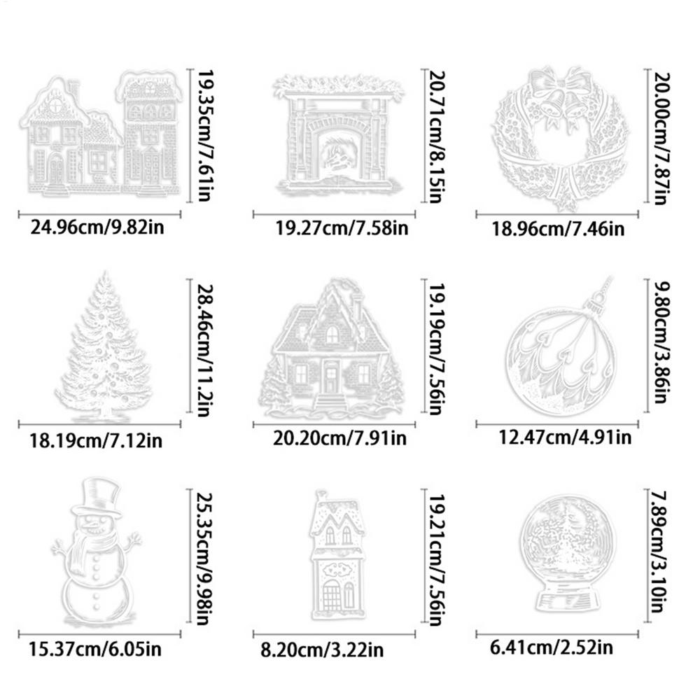 

Christmas Clings For Window 9 Pieces Double-Sided Static Clings Decorations Static Window Stickers For Christmas For Wall Door білий