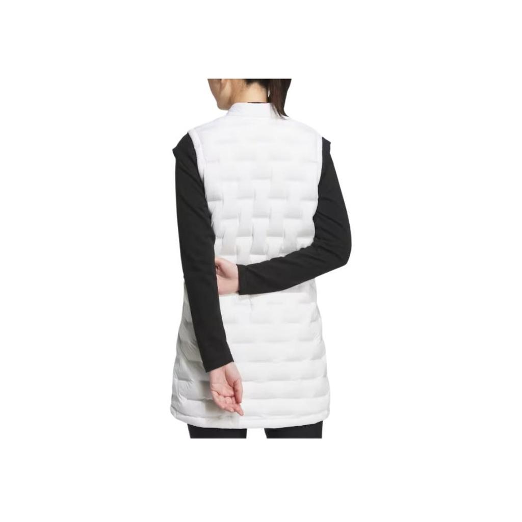 Adidas 670 Padded Solid Color Full Zip Stand Collar Mid Length Down Vest Women vests White HZ6053