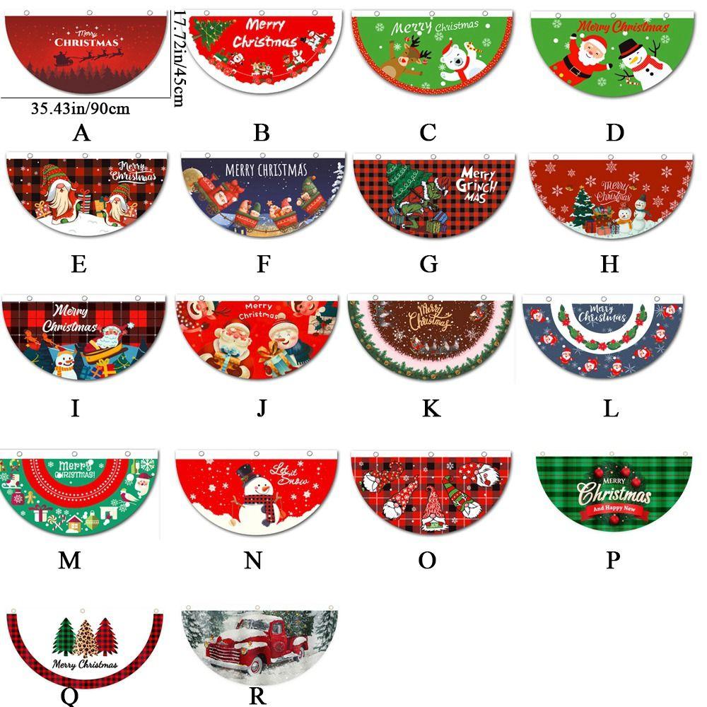Snowman Christmas Bunting Fan Flag Polyester Christmas Railing Hanging Pendant  Christmas