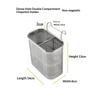 Stainless Steel 2-Compartment Chopstick Holder With Perforated Drain, Thickened Edges For Kitchen Utensil Storage