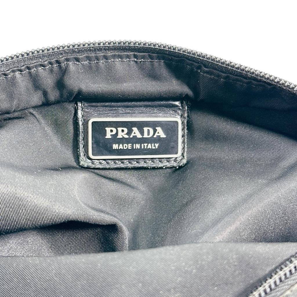 PRADA Triangle logo Shoulder Bag Nylon black Women Used