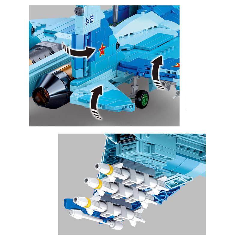 World War II Military Series 2 In 1 SU-27 Fighter SU-57 MOC Model Building Blocks Bricks Toys Christmas Gifts No Box