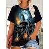 Mode Dam Rundhals Kort Ärm 3D Casual Färgtryck Casual Kortärmad Rundhalsad T-shirt