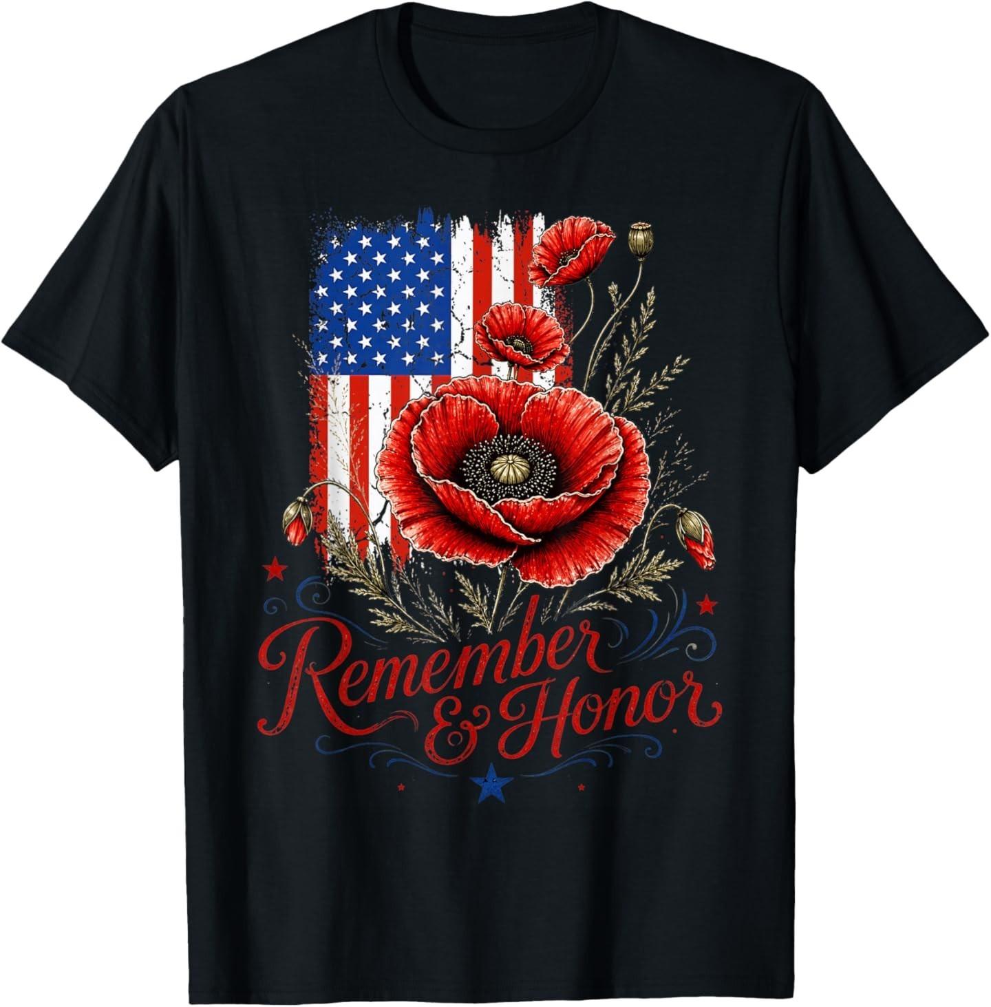 Veterans Day USA Memorial Day Red Poppy Flower Military T-Shirt S разноцветный