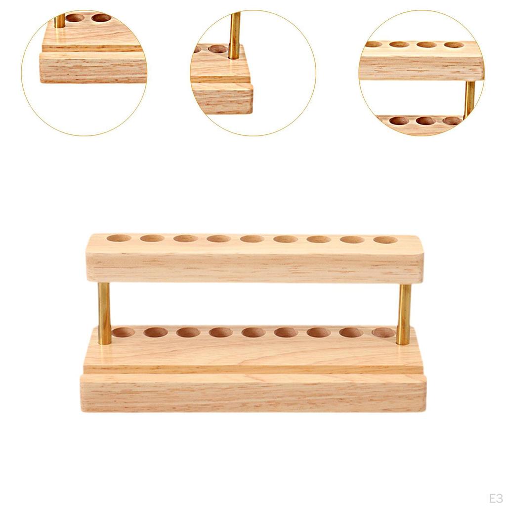 Suporte de madeira com 9 compartimentos para guardar canetas e pincéis de maquiagem em apartamento