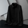 Spring and Autumn Business and Leisure Minimalist Flip Collar Silk Smooth Non Ironing Breathable Elastic Shirt for Men