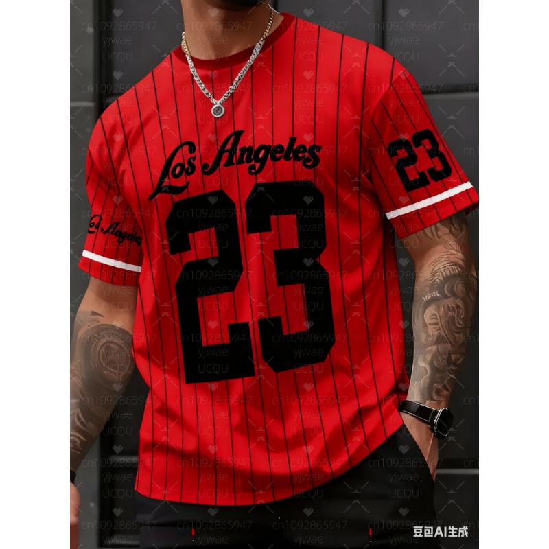 Pasek 23 Los Angeles Nadruk Dekolt V Krótki Rękaw Koszulka Letnia Koszulka Graficzna Koszulki Baseballowe Plus Size Damska Męska Koszulka Sportowa
