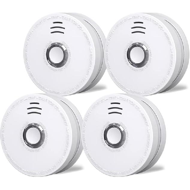 Smoke Detector, Andyssey Fire Alarms Smoke Detectors 9V Replaceable Battery Operated Photoelectric Smoke Alarms with Low Battery Warning, UL Listed 4 Packs