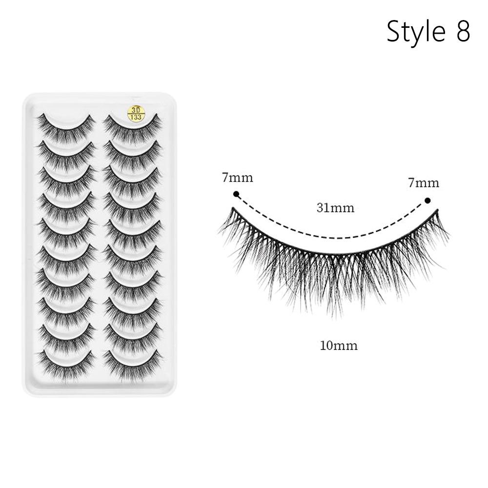 10 Pairs 3D Soft Mink Hair False Eyelashes Crisscross Thick Long Eye Lashes Women's Beauty