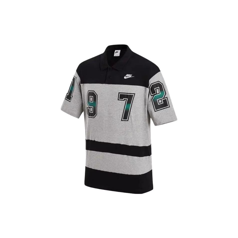 

Nike Sportswear Polo Collar Short Sleeve Top Black Grey FQ9582-063 L