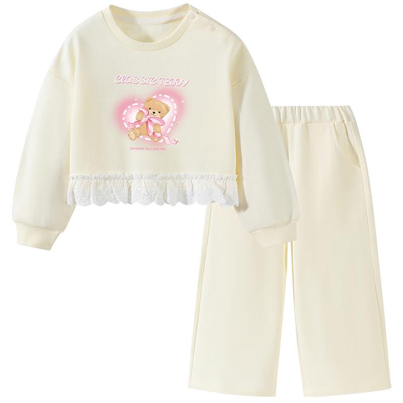 

Classic Teddy Girls Sweet Patchwork Casual Hoodie & Pants Set 110