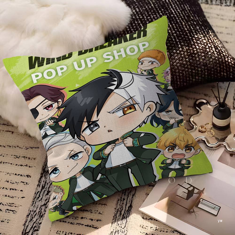 Anime Wind Breaker Pillow Cushion Cover Pillowcase Living Room Sofa Home Decor Customized