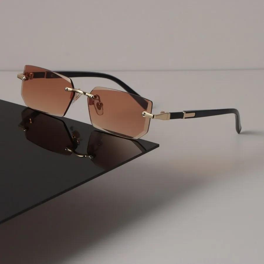 

Luxury Sunglasses Women Men Square Mirror Rimless Brand Designer Black Sun Glasses Trendy Eyewear Unisex Sexy Cool Other