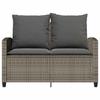 2 Seater Garden Sofa with Cushions & Table Grey Poly Rattan