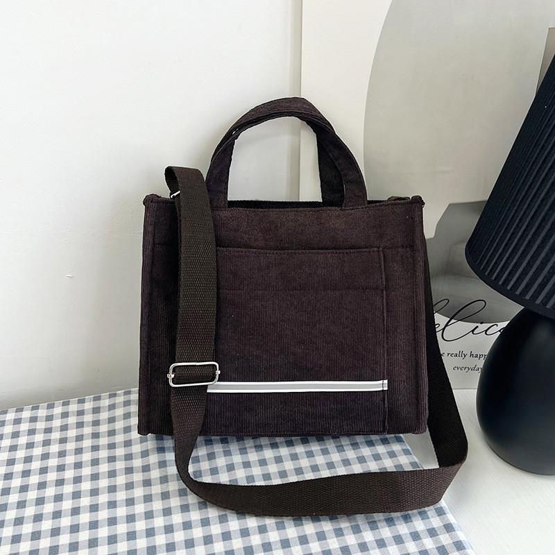 Trendy Corduroy Tote Bag For Women Stylish Large Capacity Shoulder Handbag