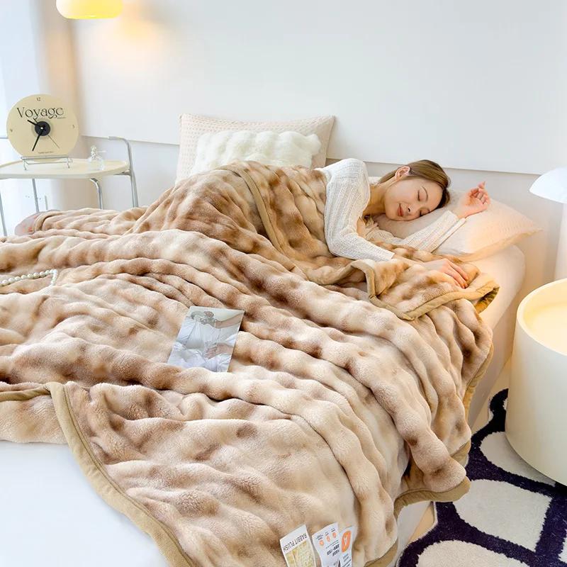 Soft & Cozy Gradient Bubble Fleece Throw Blanket Milk Velvet Plush All-Season Multipurpose Nap Blankets For Office And Sofac