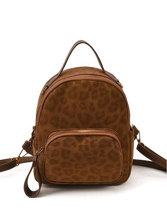2025 Autumn/Winter Leopard Print Women's Retro Schoolbag: Large Capacity European & American Backpack for Students & Casual Travel