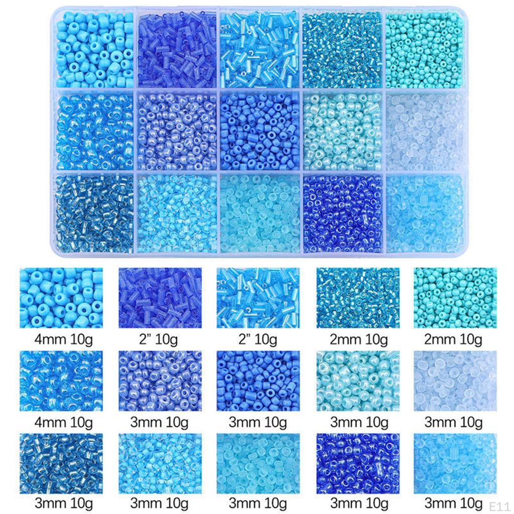 15 Colors Glass Beads Set for Bracelet Making Tube Kit Spacer Handcrafted DIY Craft