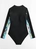Women's Swimsuit Long Sleeve Surfing Suit Zipper Style Swimsuit One-piece Swimsuit  Printed  Bikini